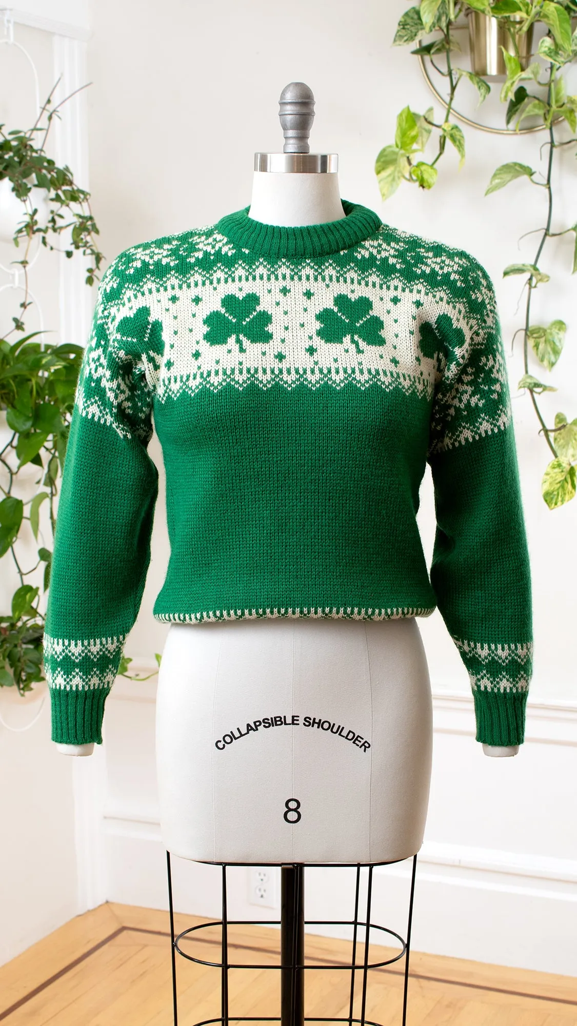 1970s Irish Clover Knit Wool Sweater | small/medium/large