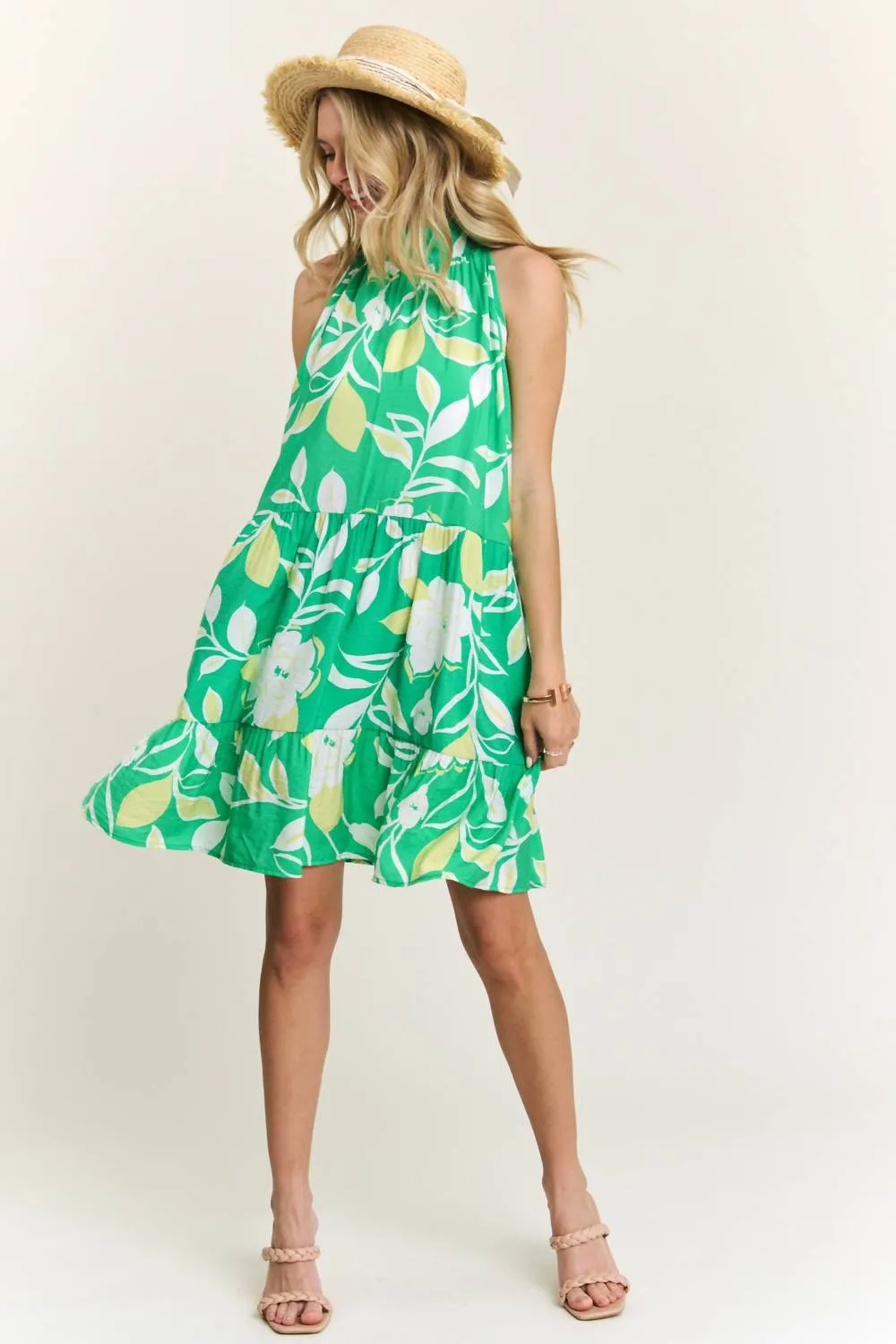 Adora - Halter Neck Tiered Floral Dress
