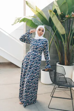 Amaya Floral Dress- Navy Blue
