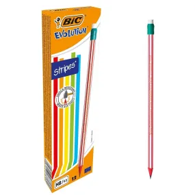 BIC Evolution 646 HB Pencil with Eraser Pack of 12 In Assorted Colours