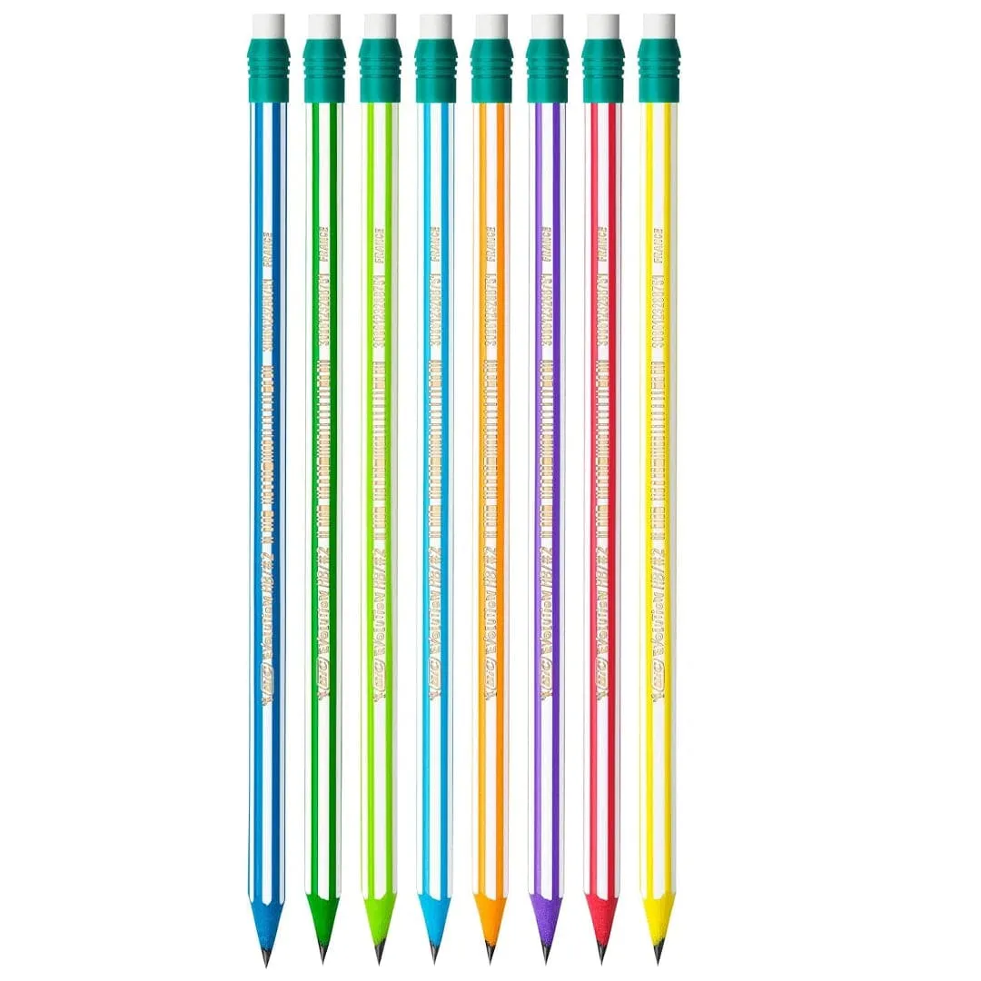BIC Evolution 646 HB Pencil with Eraser Pack of 12 In Assorted Colours
