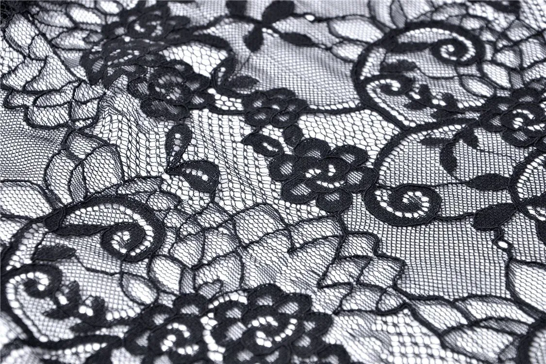 Black lady lace knitted off-shoulders dress DW246