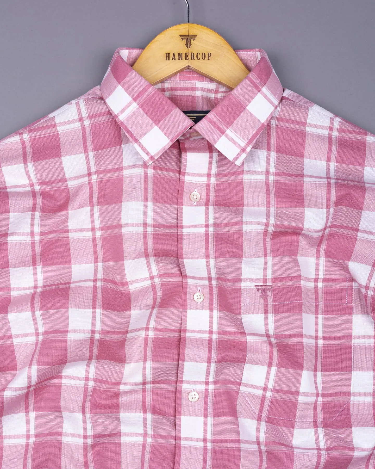 Blitar Pink With White Check Dobby Cotton Shirt