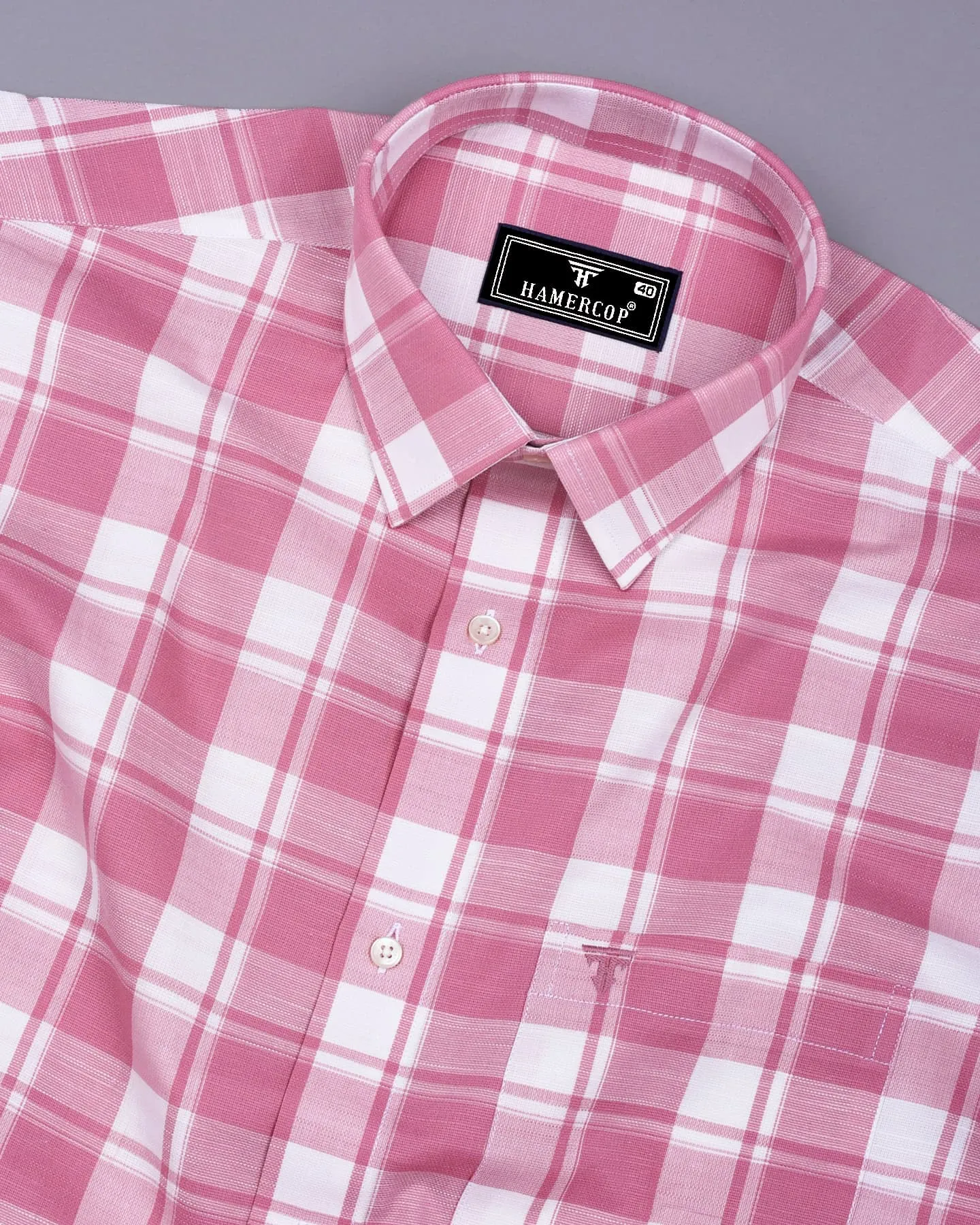 Blitar Pink With White Check Dobby Cotton Shirt