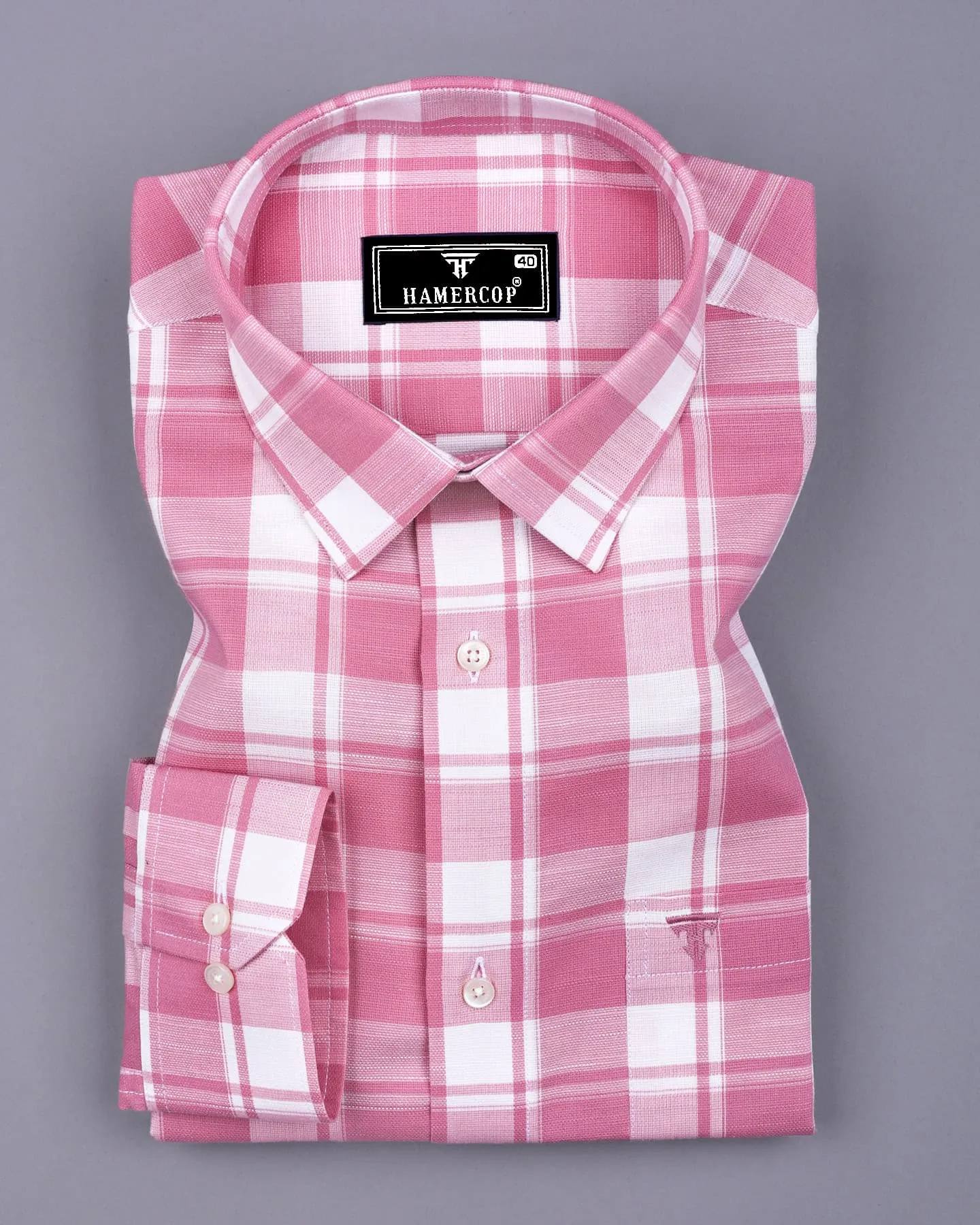 Blitar Pink With White Check Dobby Cotton Shirt