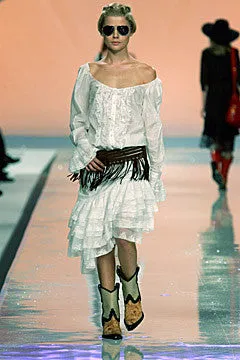 Blumarine - White Cotton Lace Asymmetrical Ruffle Skirt - IT 40