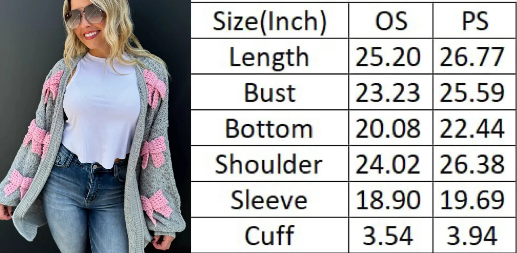 Bow Knit Cardigan - Grey