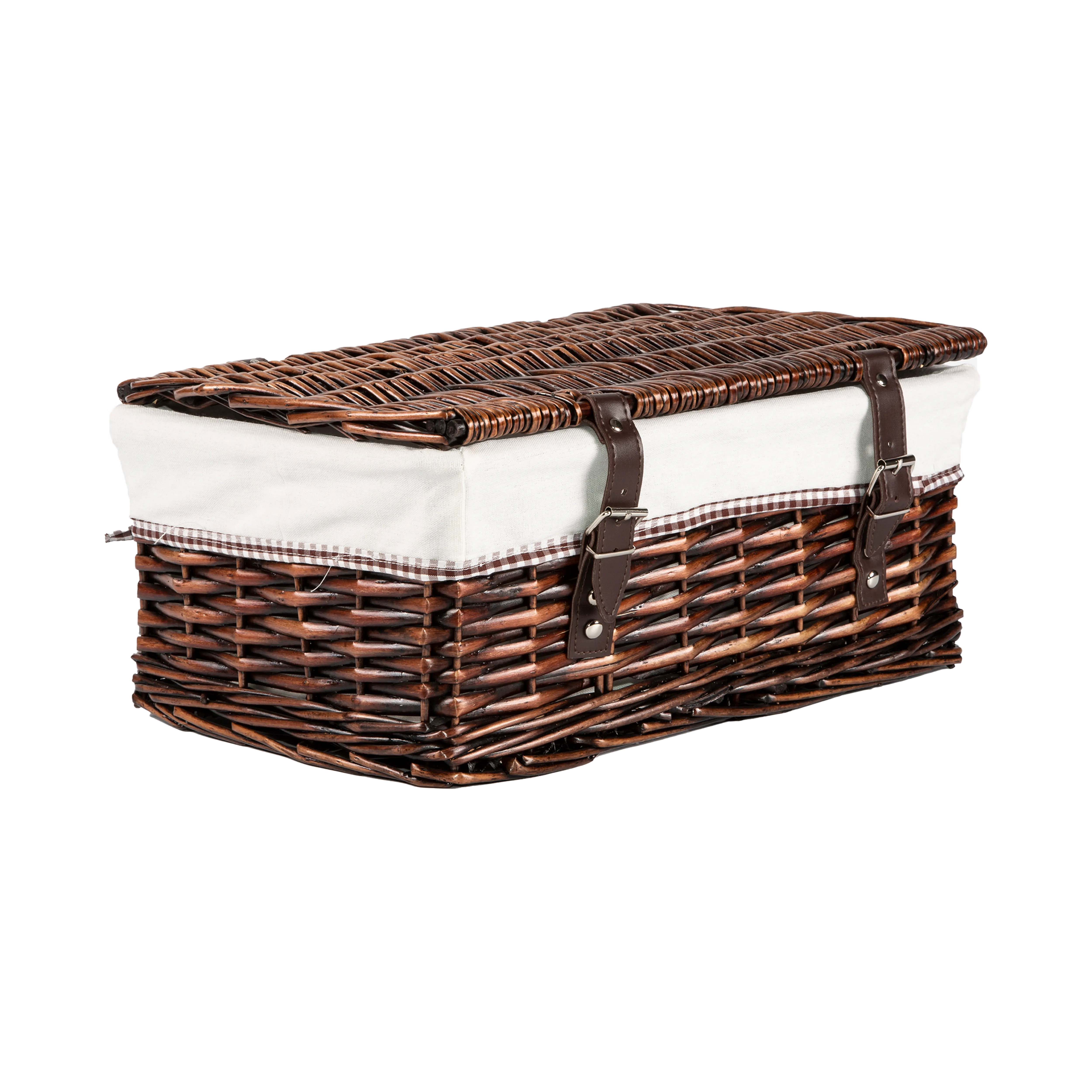 Brown Wicker Hamper Basket with Lining