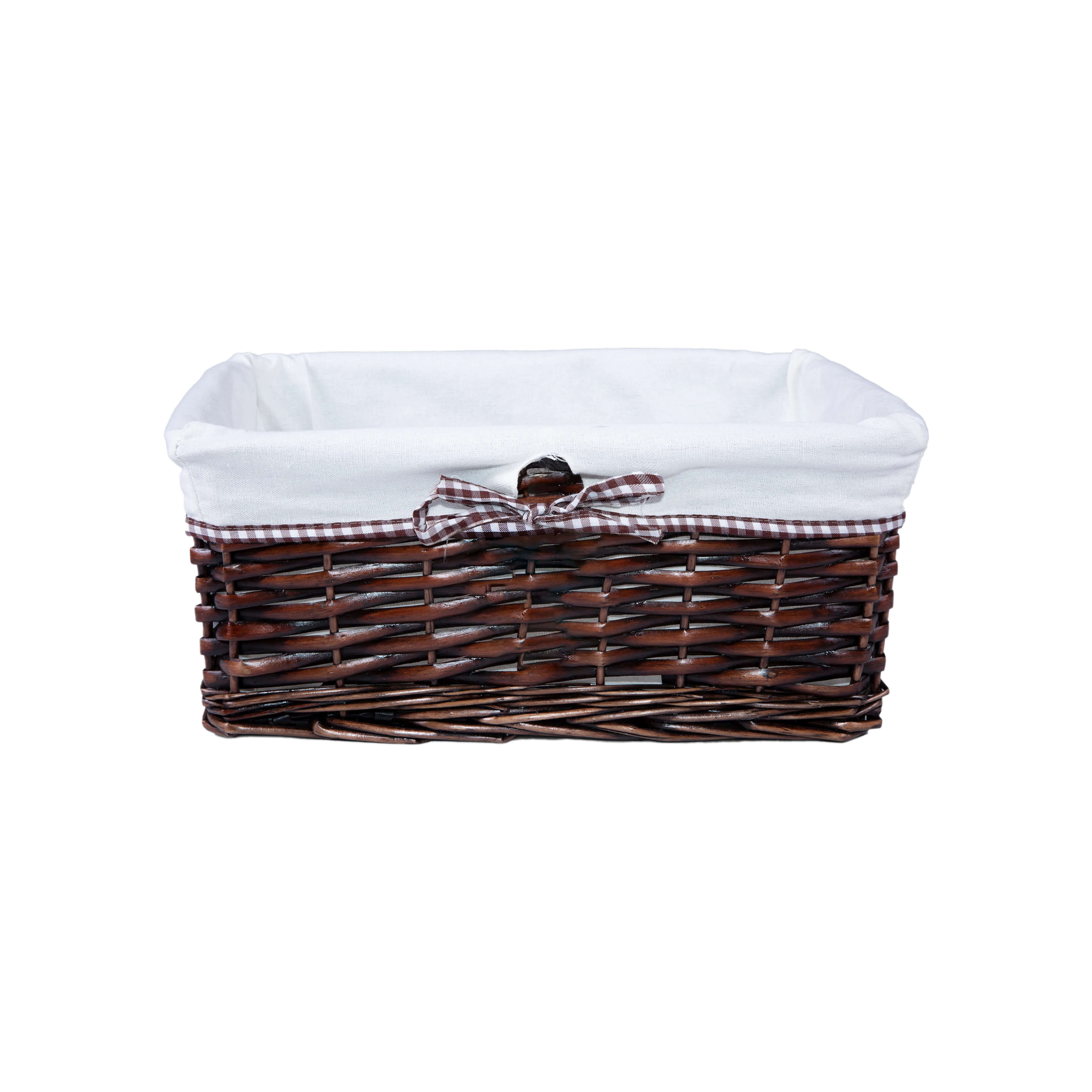 Brown Wicker Storage Basket with Lining