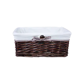 Brown Wicker Storage Basket with Lining