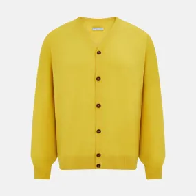 Canary Yellow Fine Merino V-Neck Cardigan