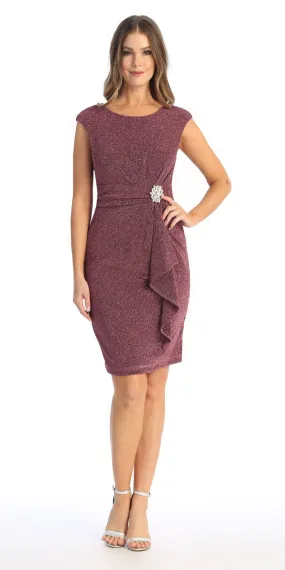 Celavie 6514-S Short Cap Sleeve Dress with Ruffle