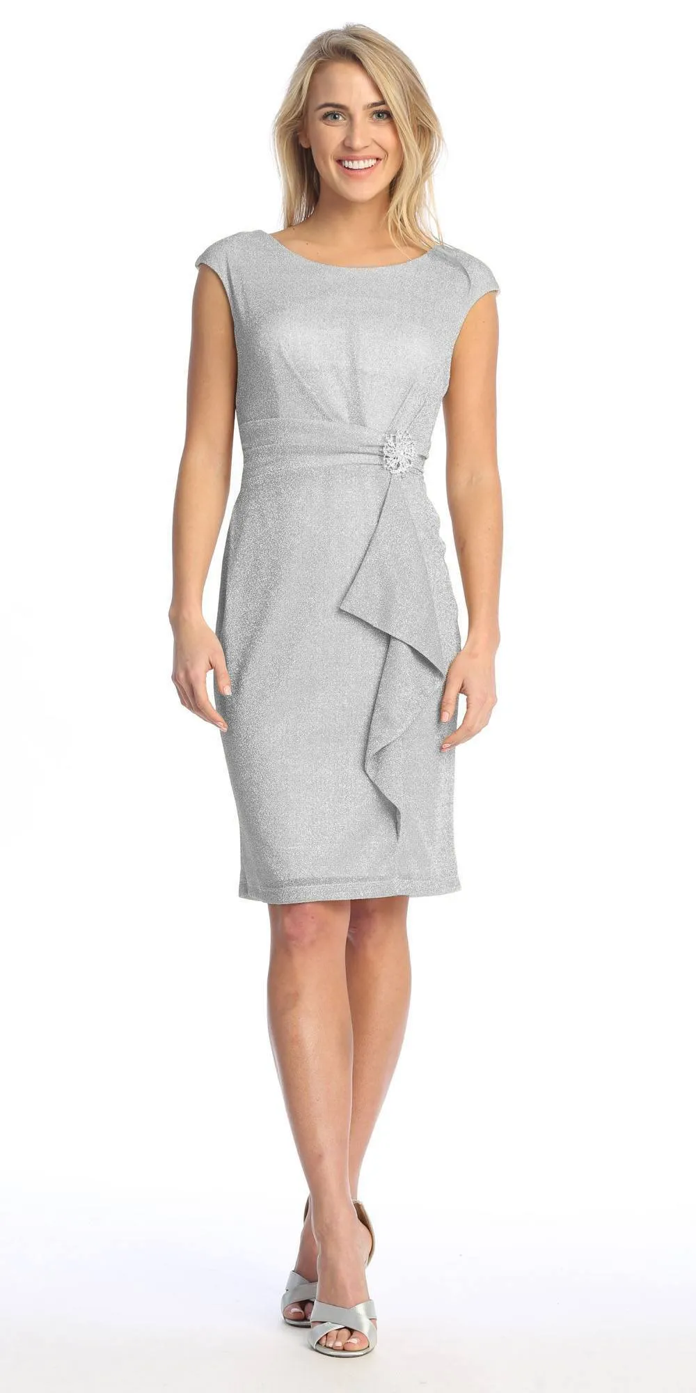 Celavie 6514-S Short Cap Sleeve Dress with Ruffle