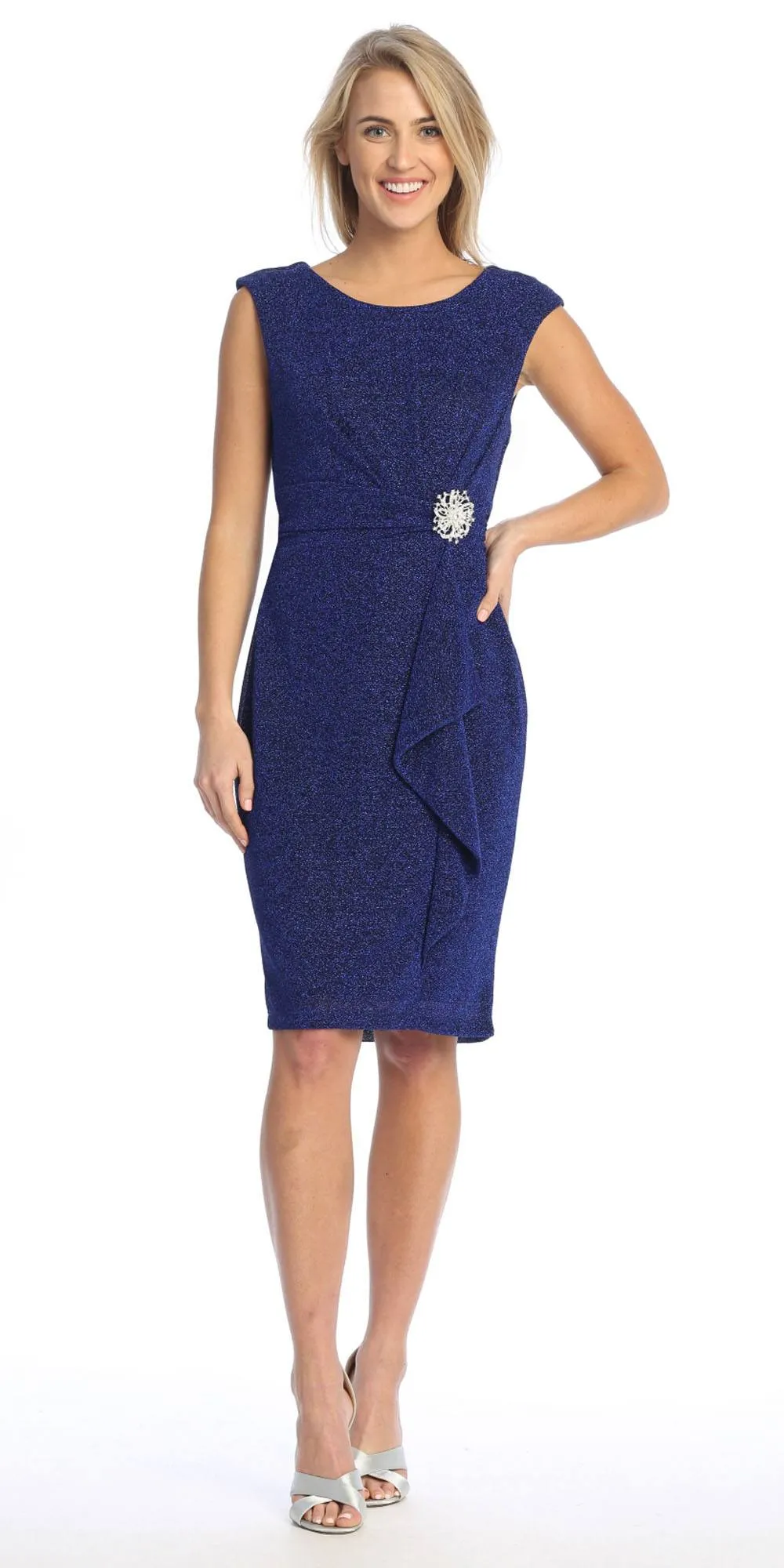 Celavie 6514-S Short Cap Sleeve Dress with Ruffle