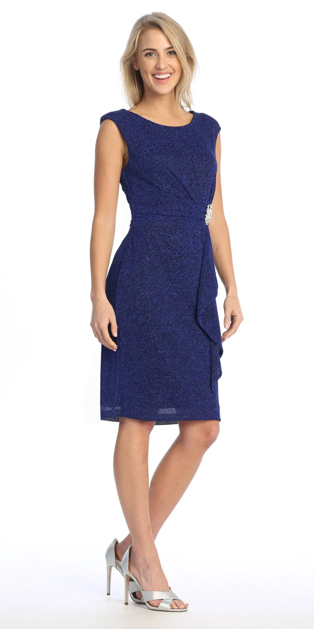 Celavie 6514-S Short Cap Sleeve Dress with Ruffle