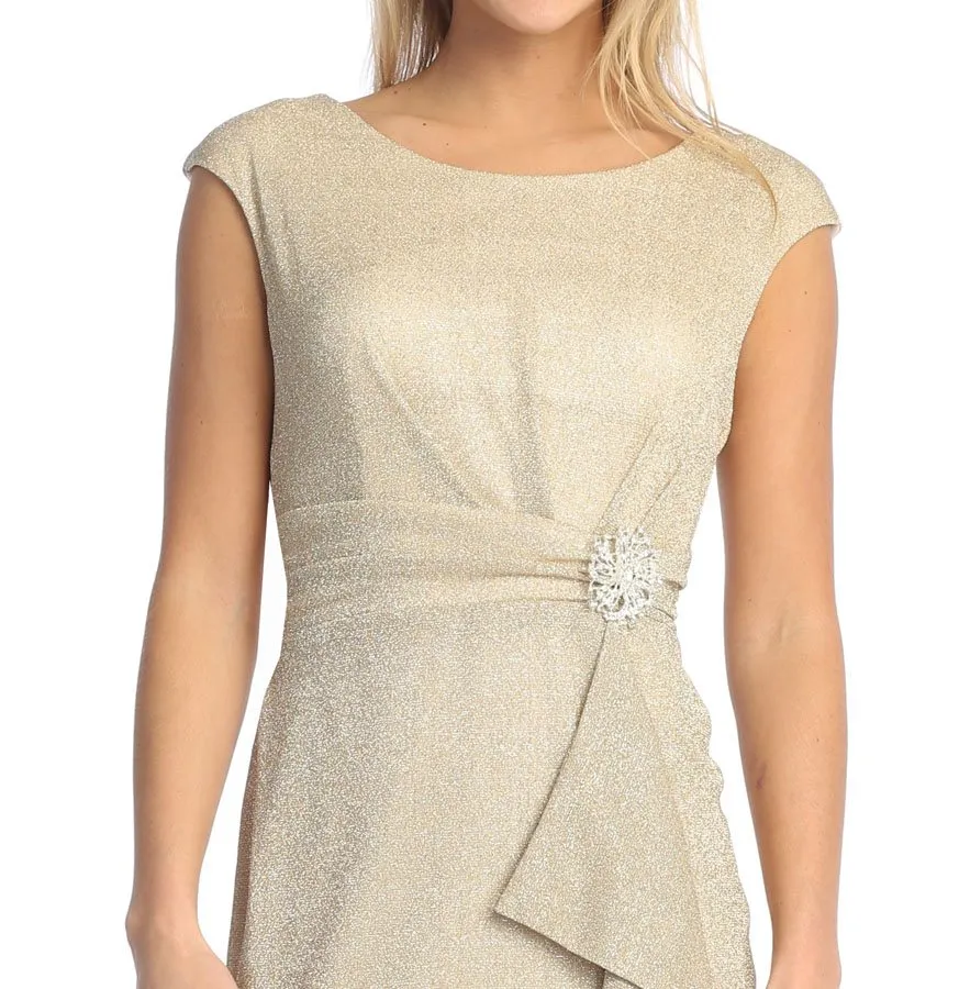 Celavie 6514-S Short Cap Sleeve Dress with Ruffle