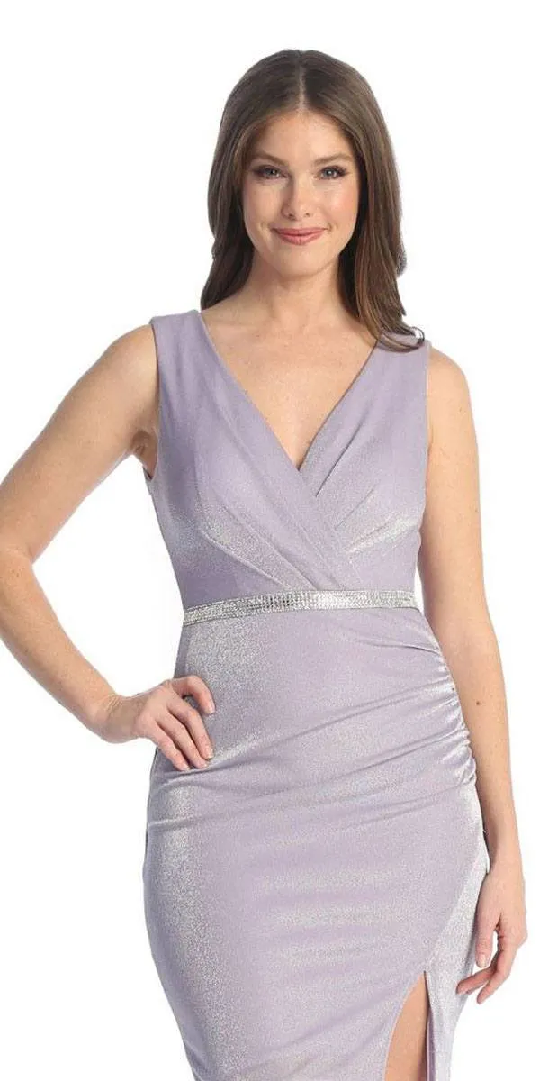 Celavie 6515-L Long Column Gown V-Neckline with Slit