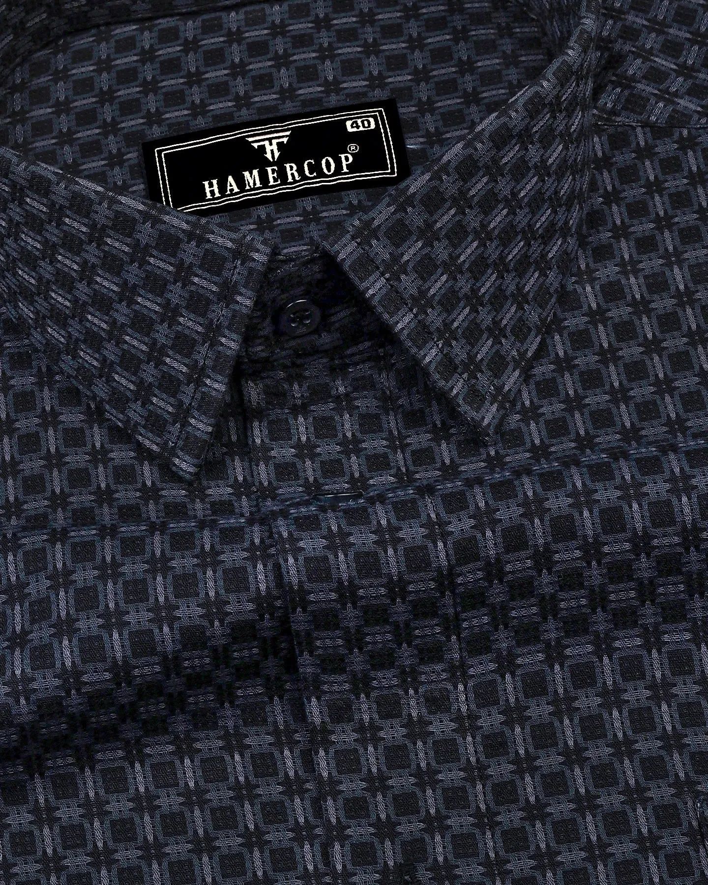 Dijon Gray With Black Dobby Check Premium Giza Shirt