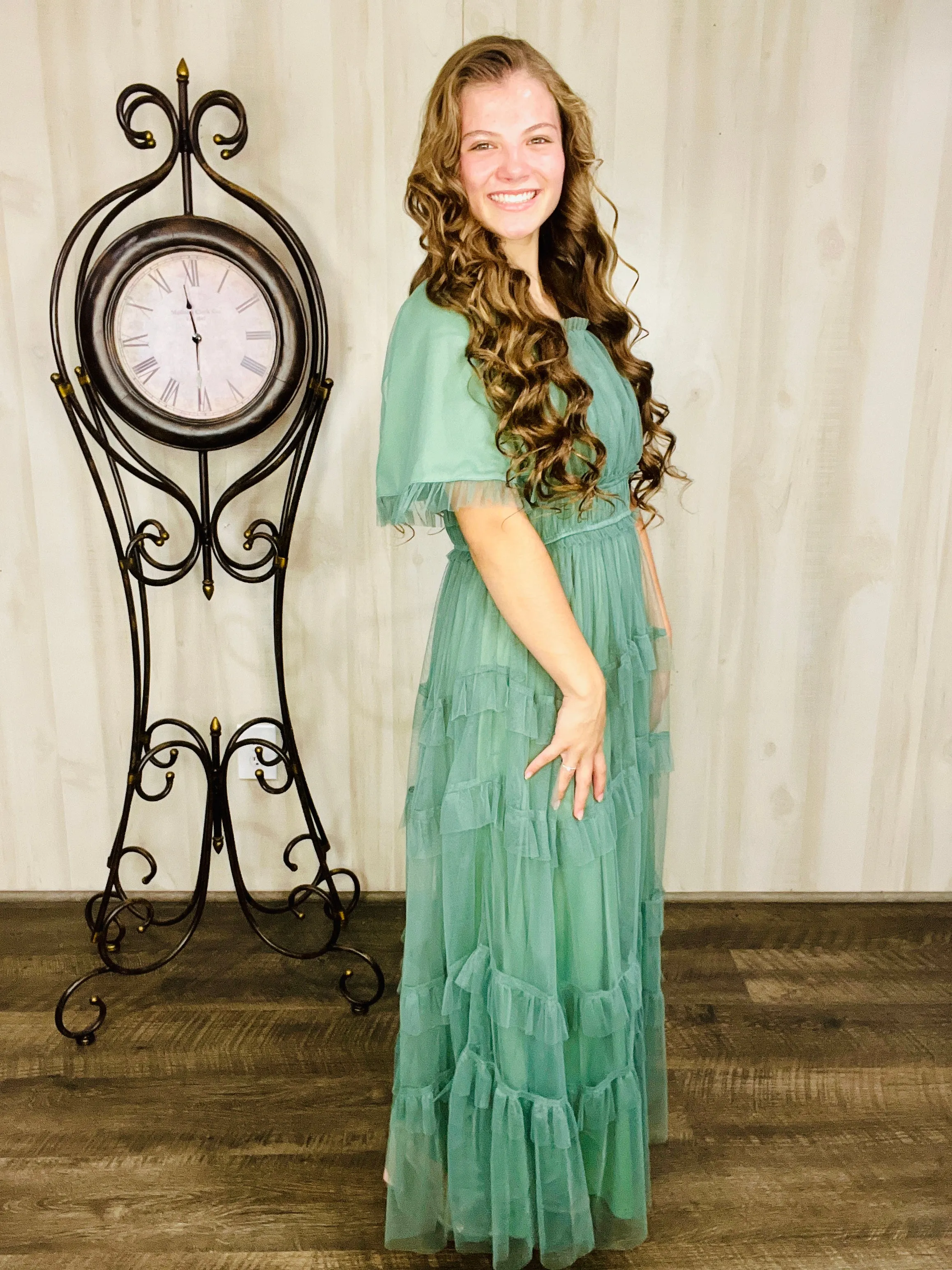 Dreaming Princess Maxi Dress- Dusty Teal
