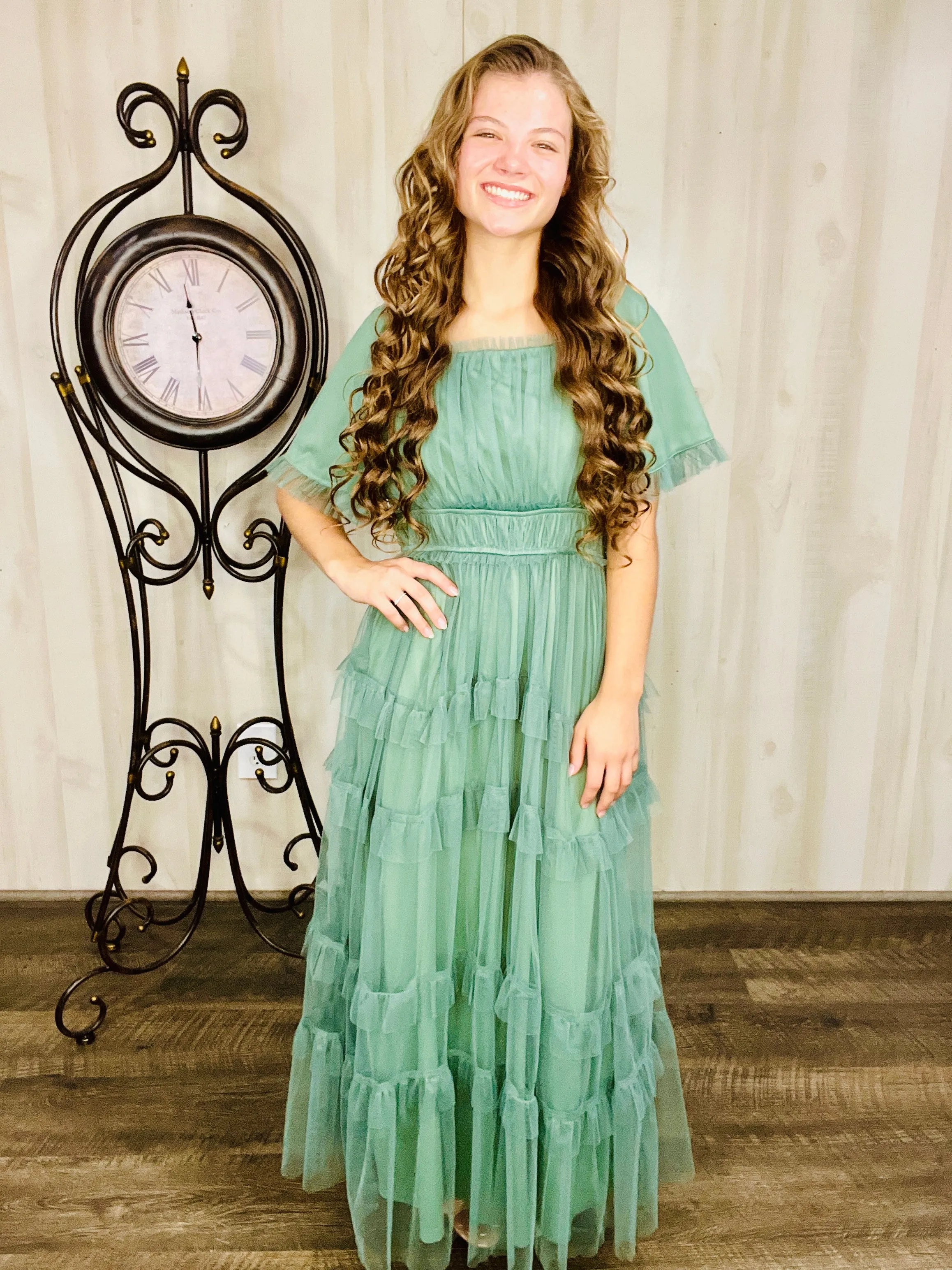 Dreaming Princess Maxi Dress- Dusty Teal