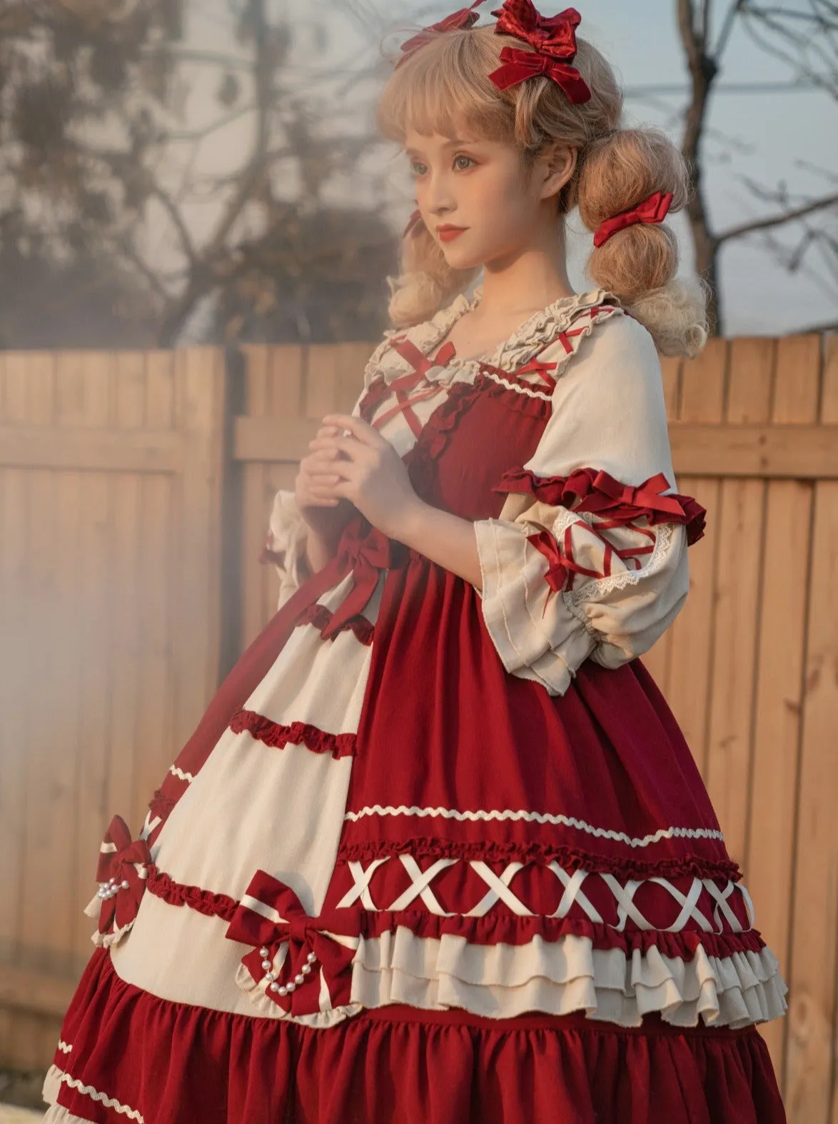 Dress Lolita Lace-up Lace-up   Hairband Princess