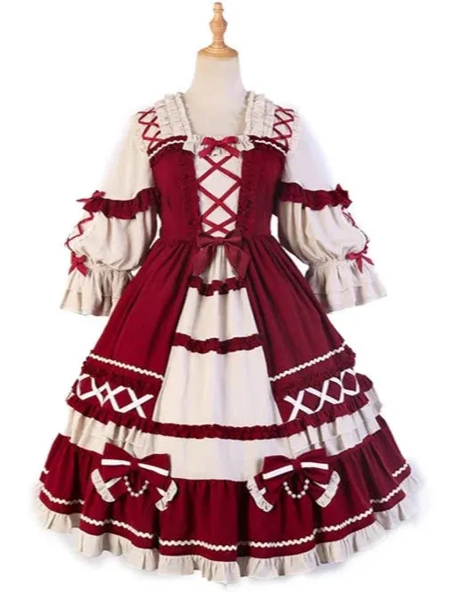 Dress Lolita Lace-up Lace-up   Hairband Princess