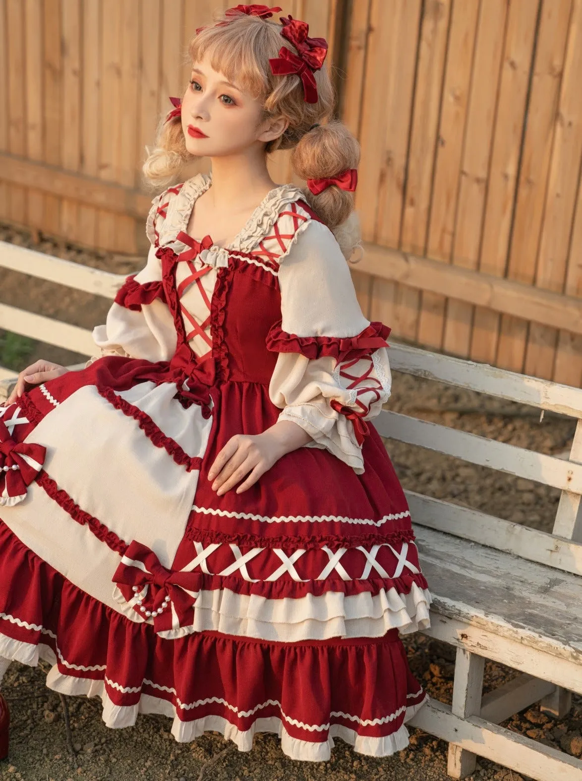 Dress Lolita Lace-up Lace-up   Hairband Princess