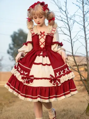Dress Lolita Lace-up Lace-up   Hairband Princess