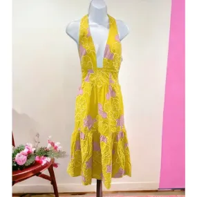 Dress The Population Yellow Pink Floral Halter Dress Size Small New Dress The Population Yellow Pink Floral Halter Dress Size Small New