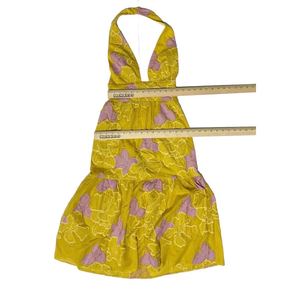 Dress The Population Yellow Pink Floral Halter Dress Size Small New