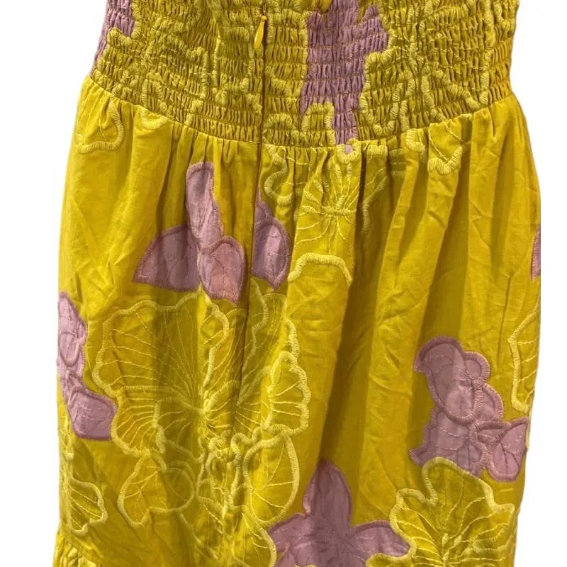 Dress The Population Yellow Pink Floral Halter Dress Size Small New