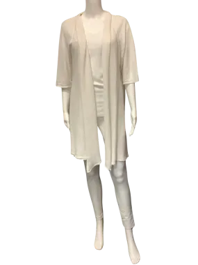 Eileen Fisher Women's Cardigan Ivory Knitted Short Sleeve Open Size: XL
