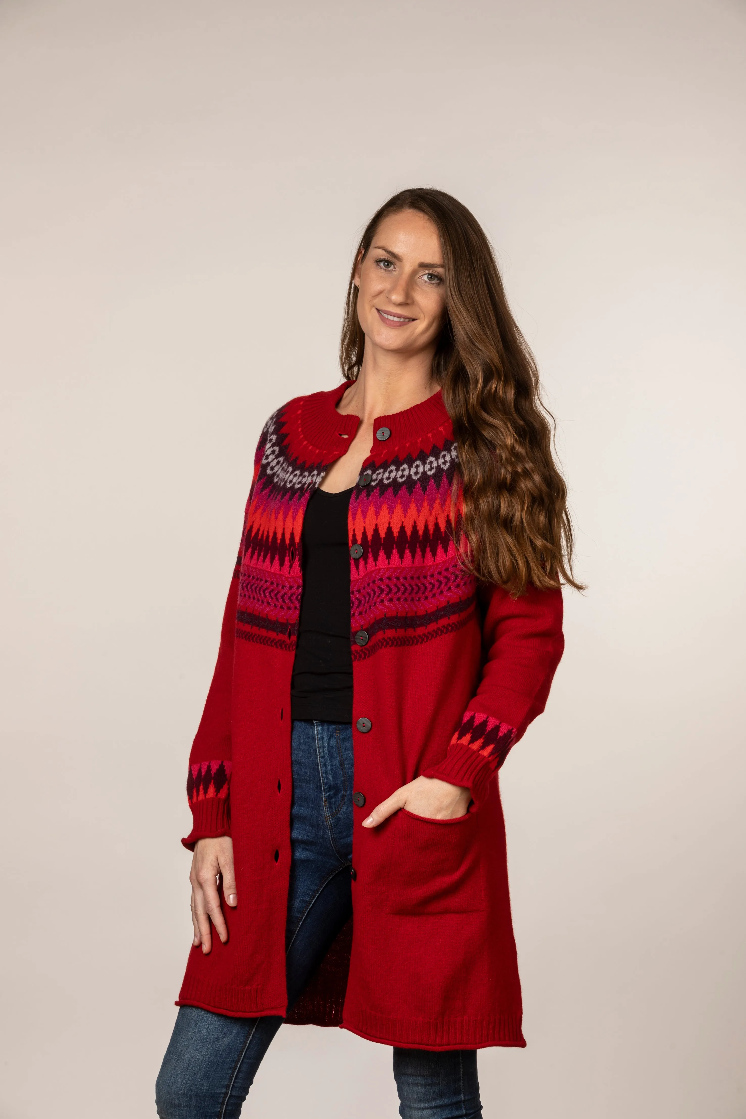 Eribe Cairngorm Long Cardigan in Rosehip