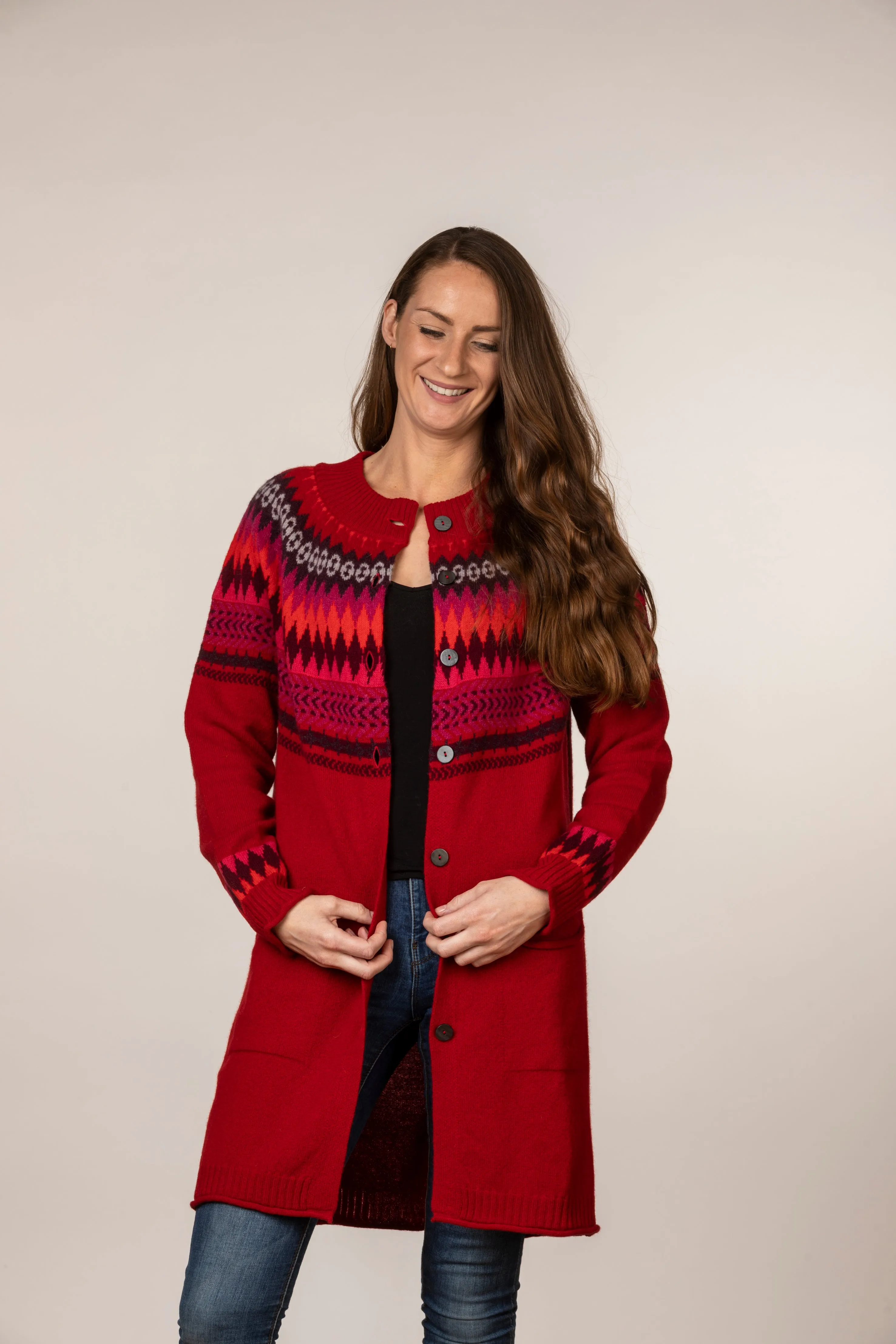 Eribe Cairngorm Long Cardigan in Rosehip