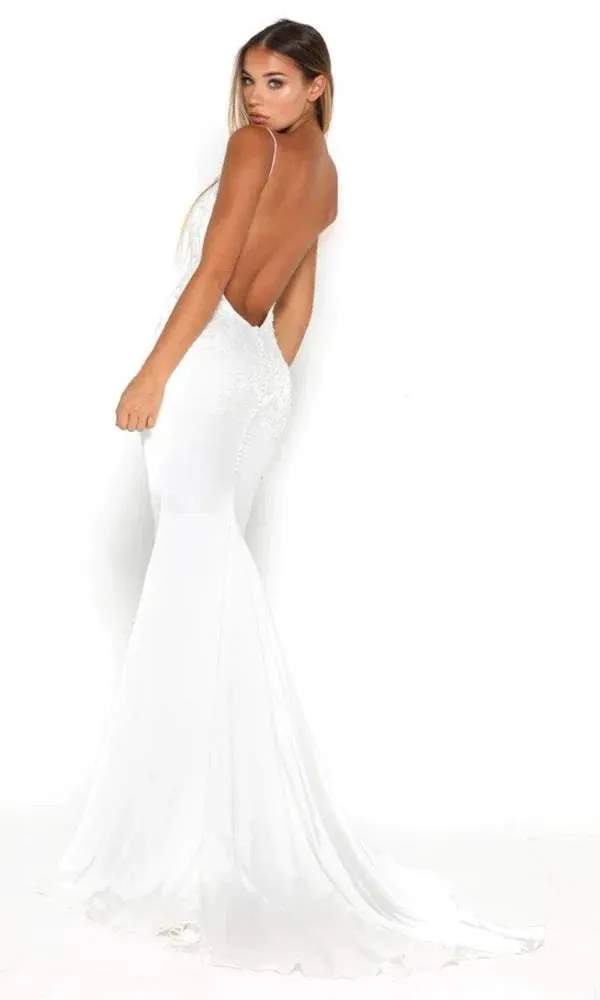 Exotic White Evening Dress