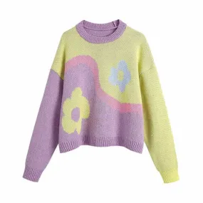 FLORAL JACQUARD KNITTED SWEATER