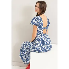 Floral Print Cutout Midi Dress