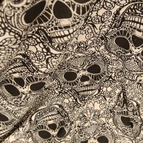 FS715_2 Skulls Knit Jersey Stretch Fabric Nude