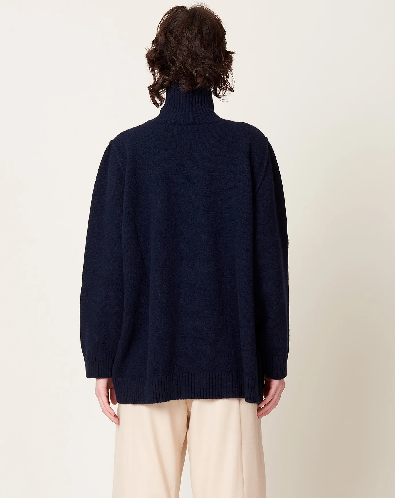 Funnel Neck Pullover in Navy