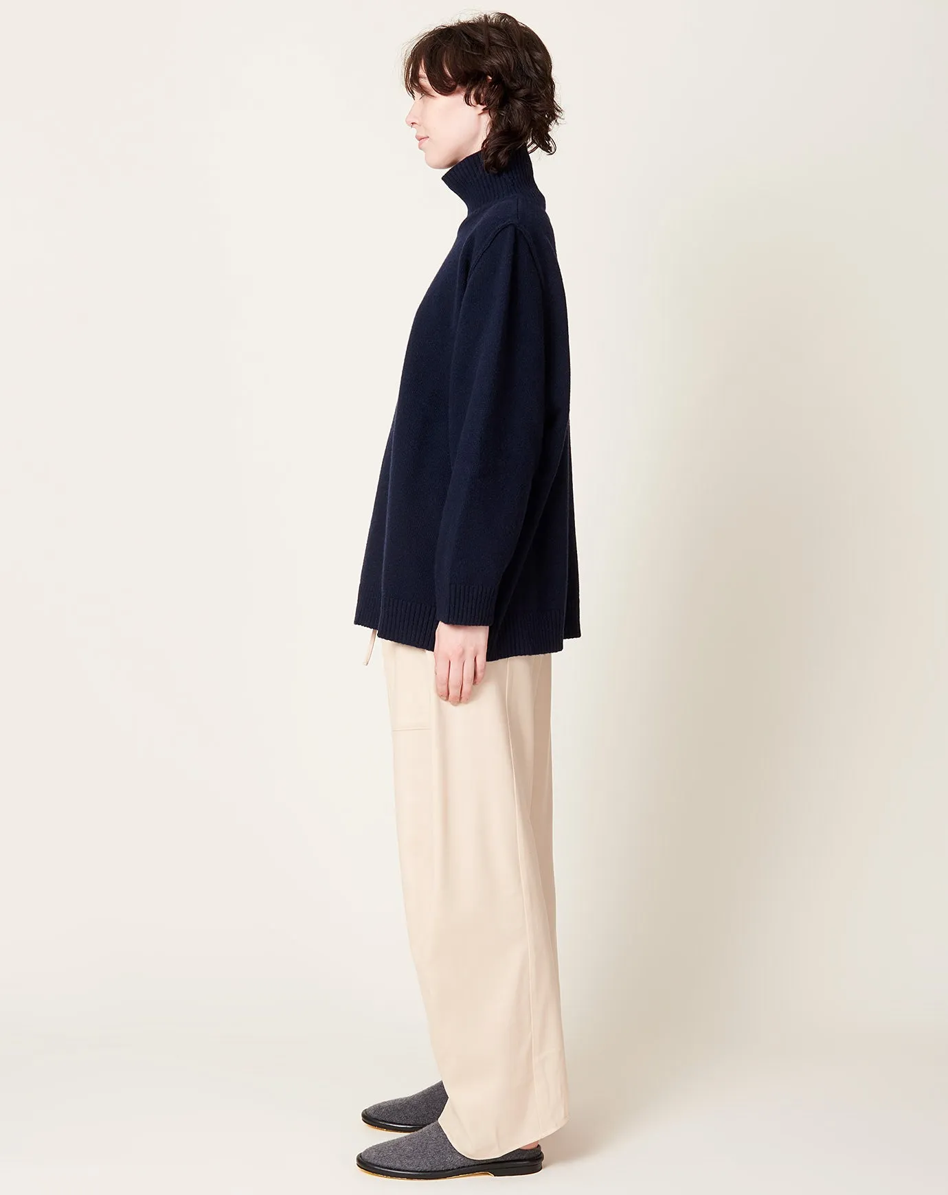 Funnel Neck Pullover in Navy