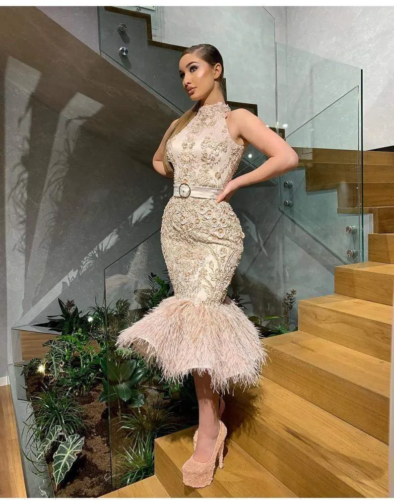 Gold Evening Gown With Belt Mermaid