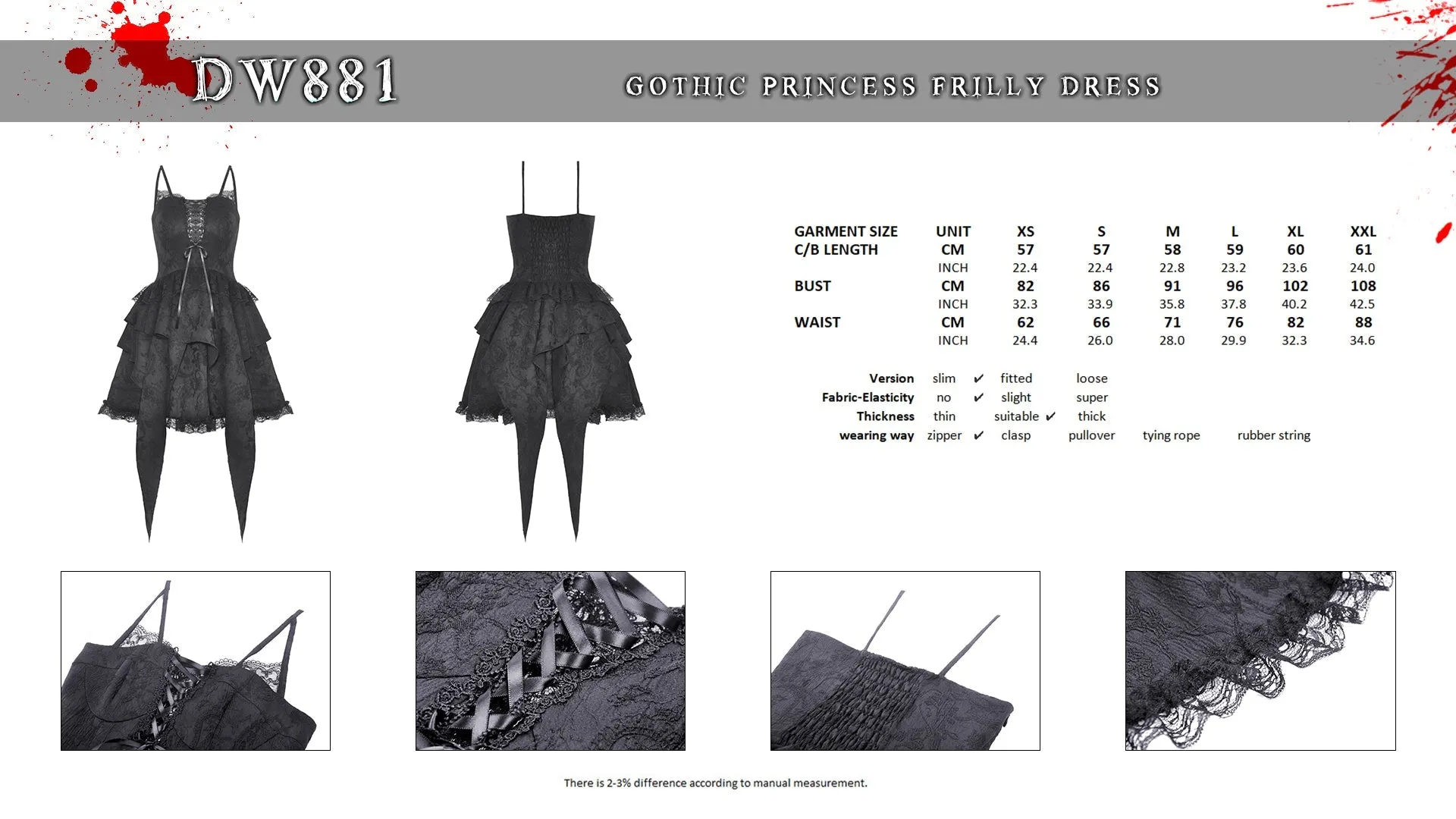 Gothic princess frilly dress DW881