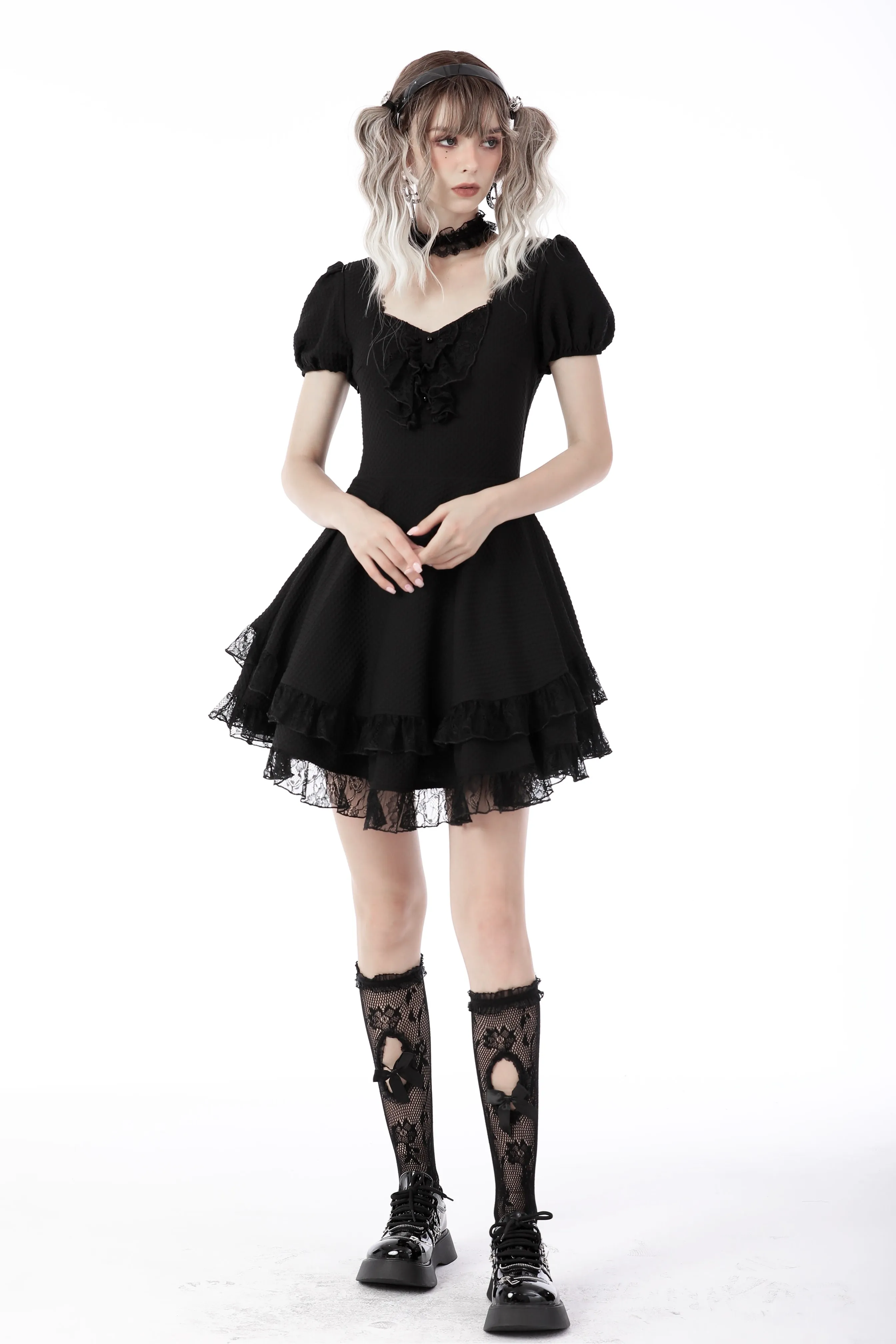 Gothic princess frilly mini dress DW697