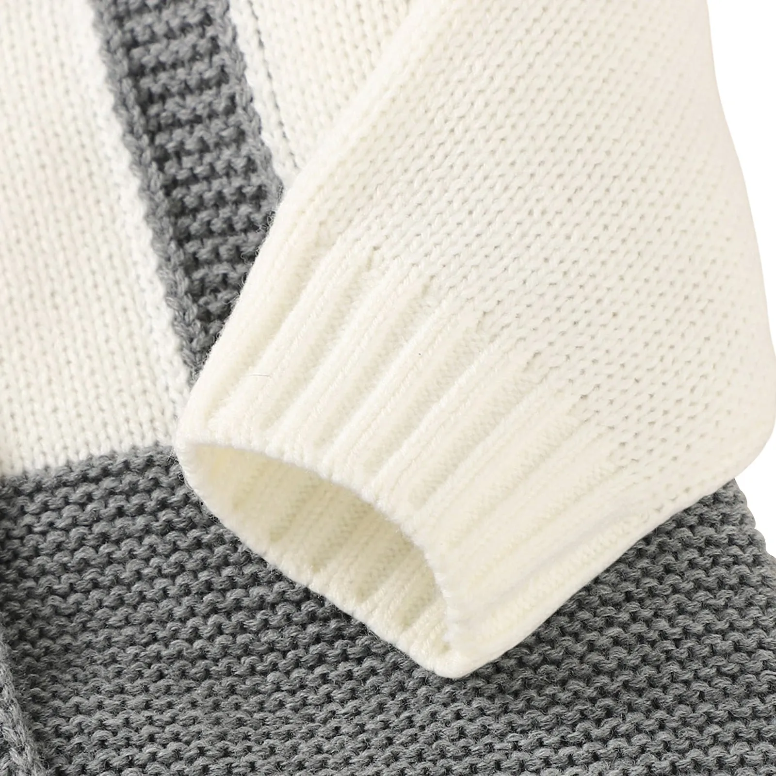 Gray and White Knitted Dress Up Baby Boy Onesie