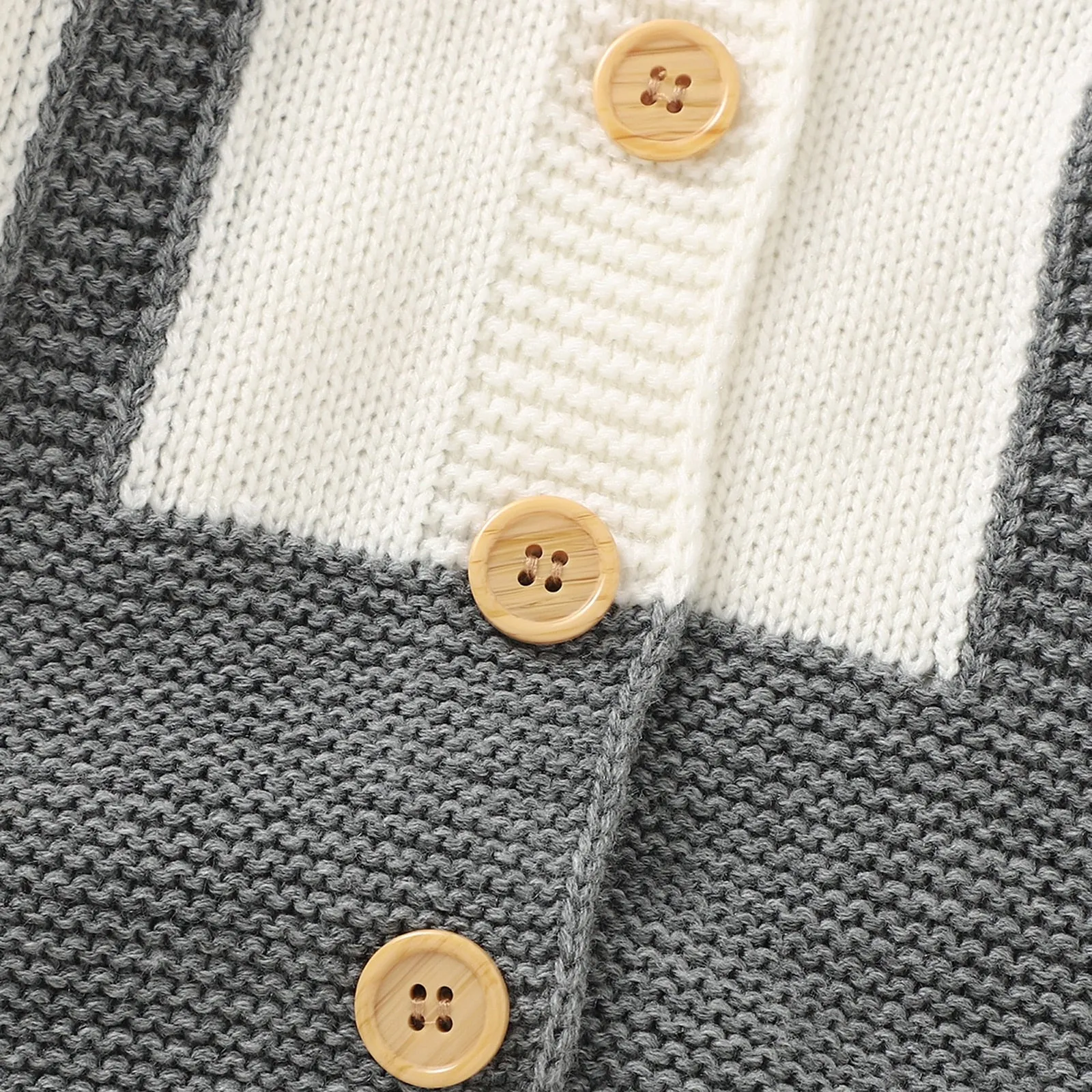 Gray and White Knitted Dress Up Baby Boy Onesie