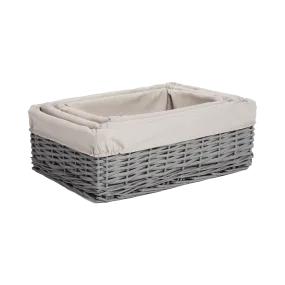 Grey Finish Willow Tray with Lining