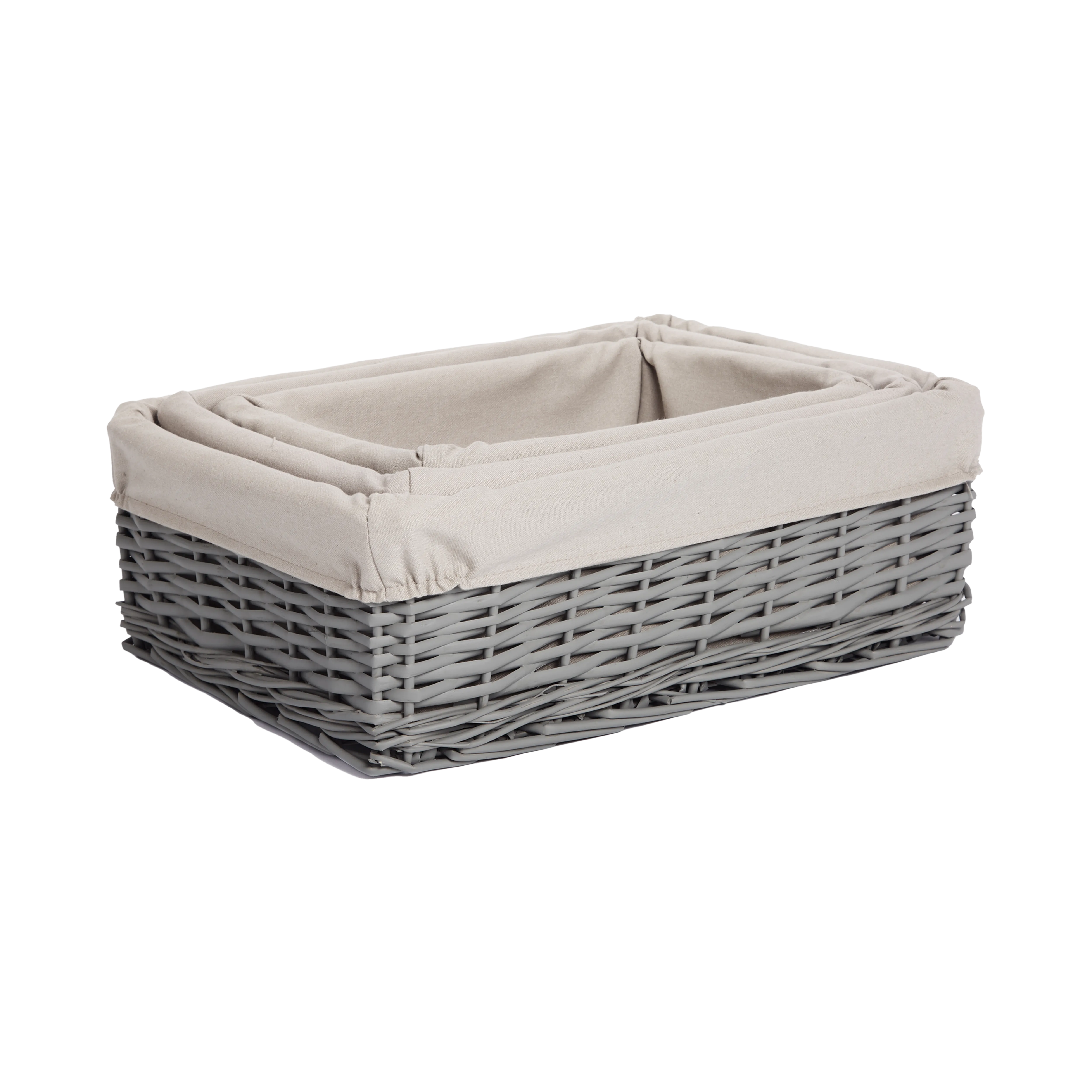 Grey Finish Willow Tray with Lining