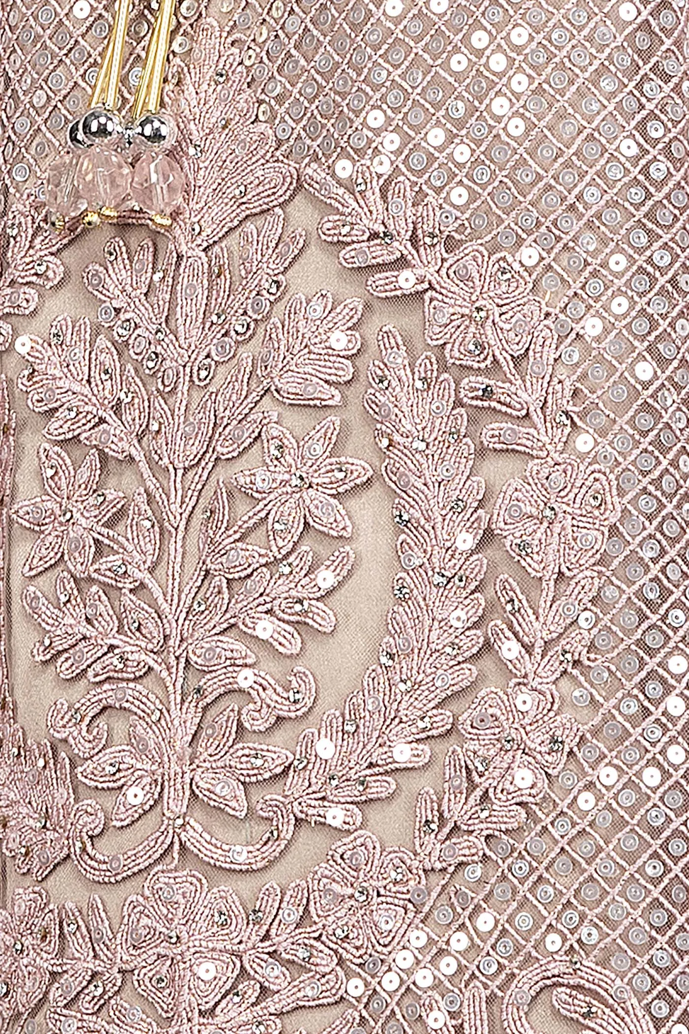 Heavy Pink Colour Net Lehenga Top With Sequence And Thread Embroidery