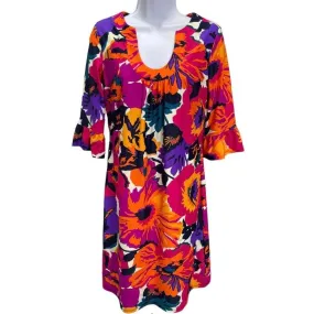 Jude Connally U Neck Bright Floral Ruffle Sleeve Dress Size Small Jude Connally U Neck Bright Floral Ruffle Sleeve Dress Size Small