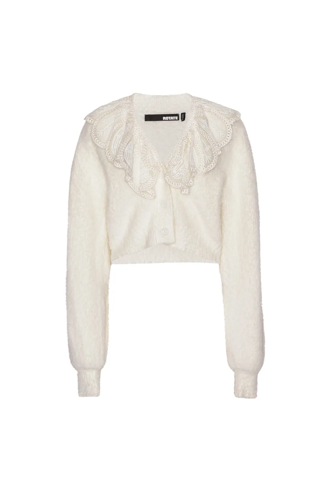 Lace Collar Knit Cardigan - Blanc De Blanc